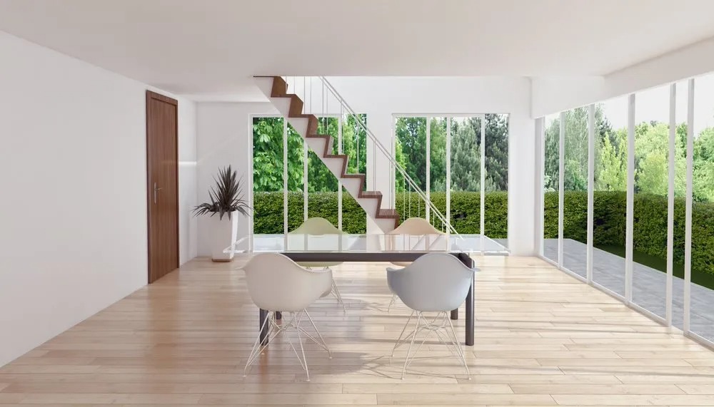bright modern stairs with handra